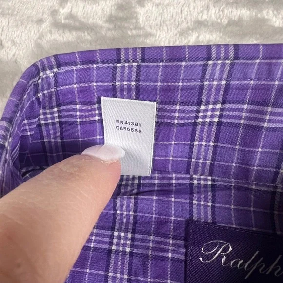 Ralph Lauren Purple Label Mens 15.5 Dress Shirt Purple Plaid Tailored Fit Italy